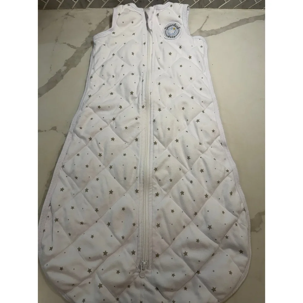 Dreamland Baby Sleeping Sack 0-6 Months 8-16 Pounds 4-7 KGS Cotton White Stars
